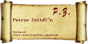Petrov Zoltán névjegykártya